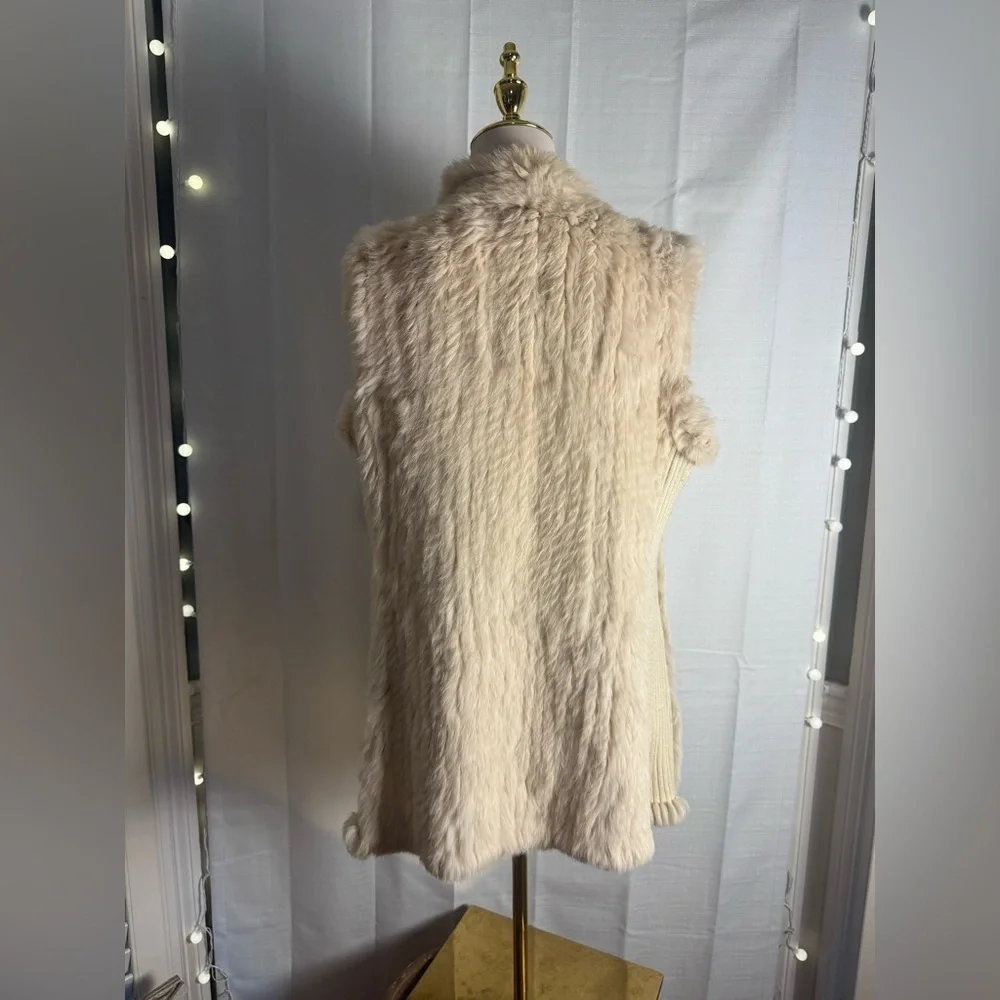 Love Token Cream Rabbit Fur Vest Large - Picture 3 of 10